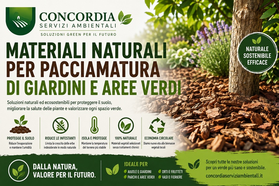 Materiali Naturali per Pacciamatura di Giardini e Aree Verdi